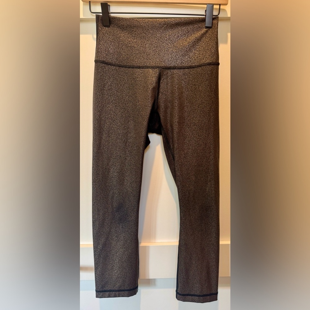 Lululemon Women's Leggings Wunder Under Crop High Rise Luminosity  Metallic Sz 4